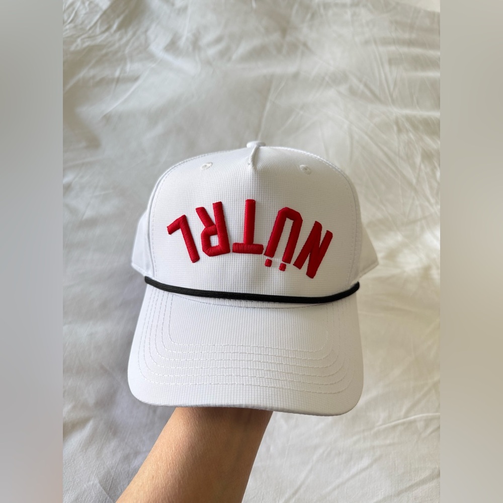 Code Word | Upside Down Rope Hat | White Strap Back Adjustable Cap | NÜTRL
